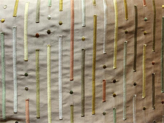 Bars & Baubles Collection  - Embroidered Silk Dupioni - Taupe