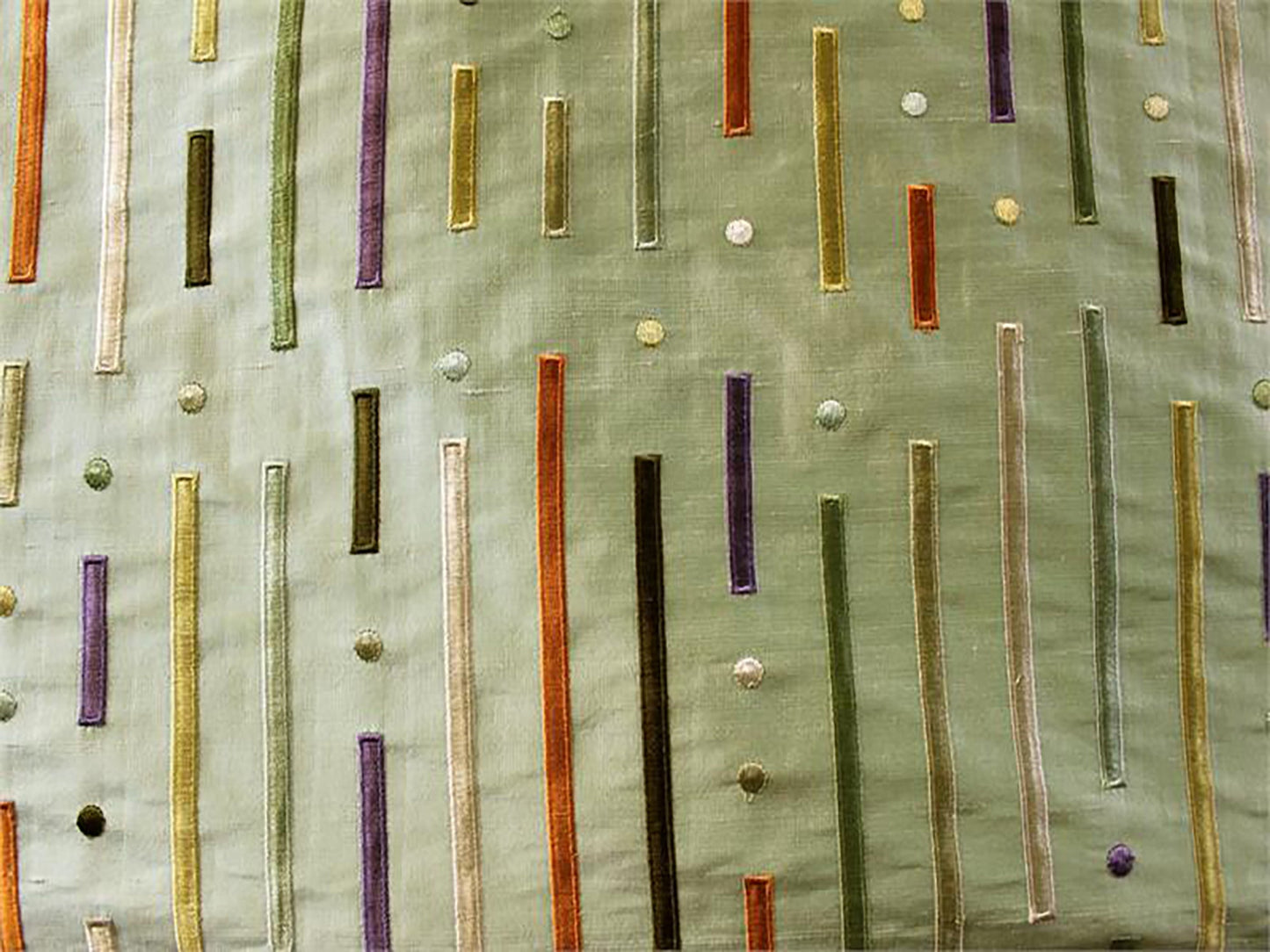 Swatch - Bars & Baubles Collection - Embroidered Silk Dupioni - Mint Green