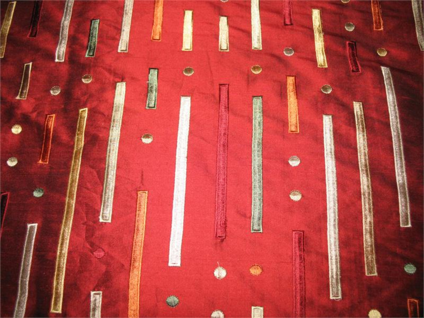 Bars & Baubles Collection - Embroidered Silk Dupioni - Garnet
