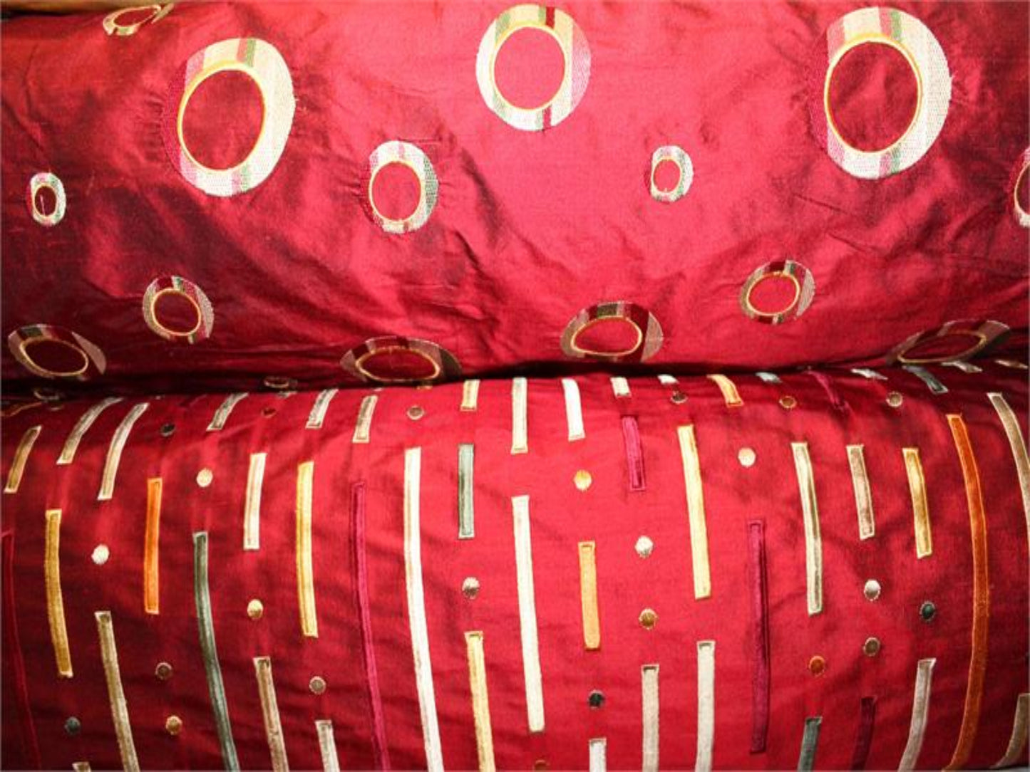 Circulo Collection - Embroidered Silk Dupioni - Garnet