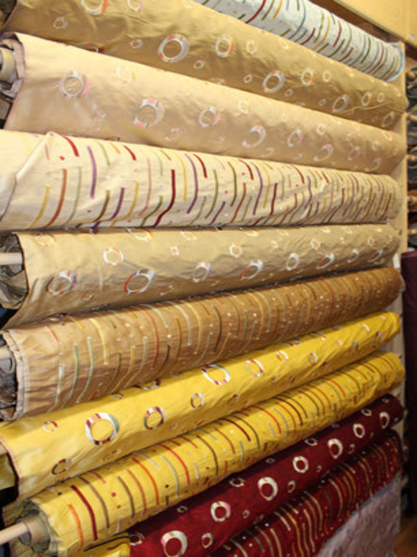 Bars & Baubles Collection - Embroidered Silk Dupioni - Garnet