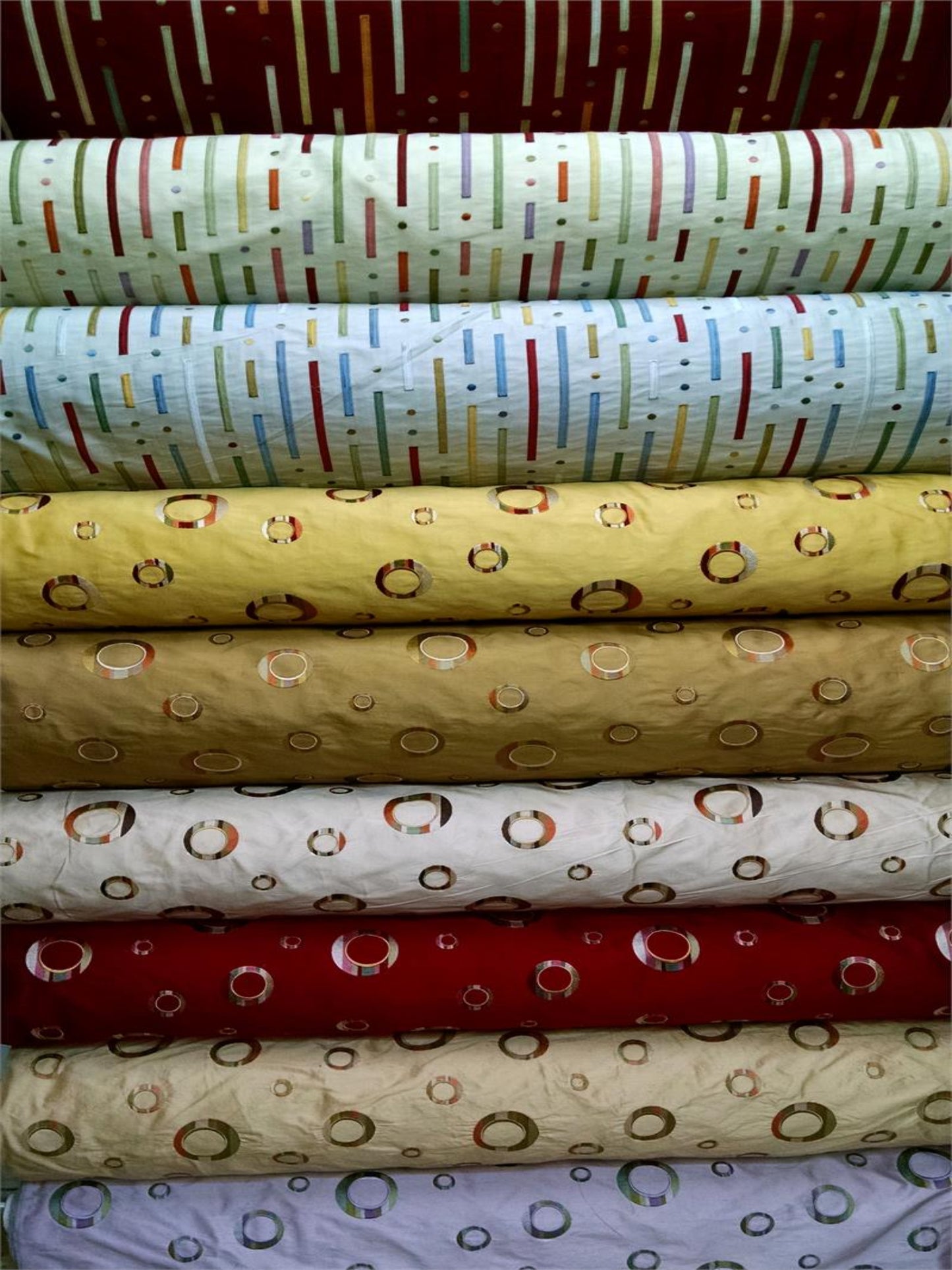 Bars & Baubles Collection - Embroidered Silk Dupioni - Garnet
