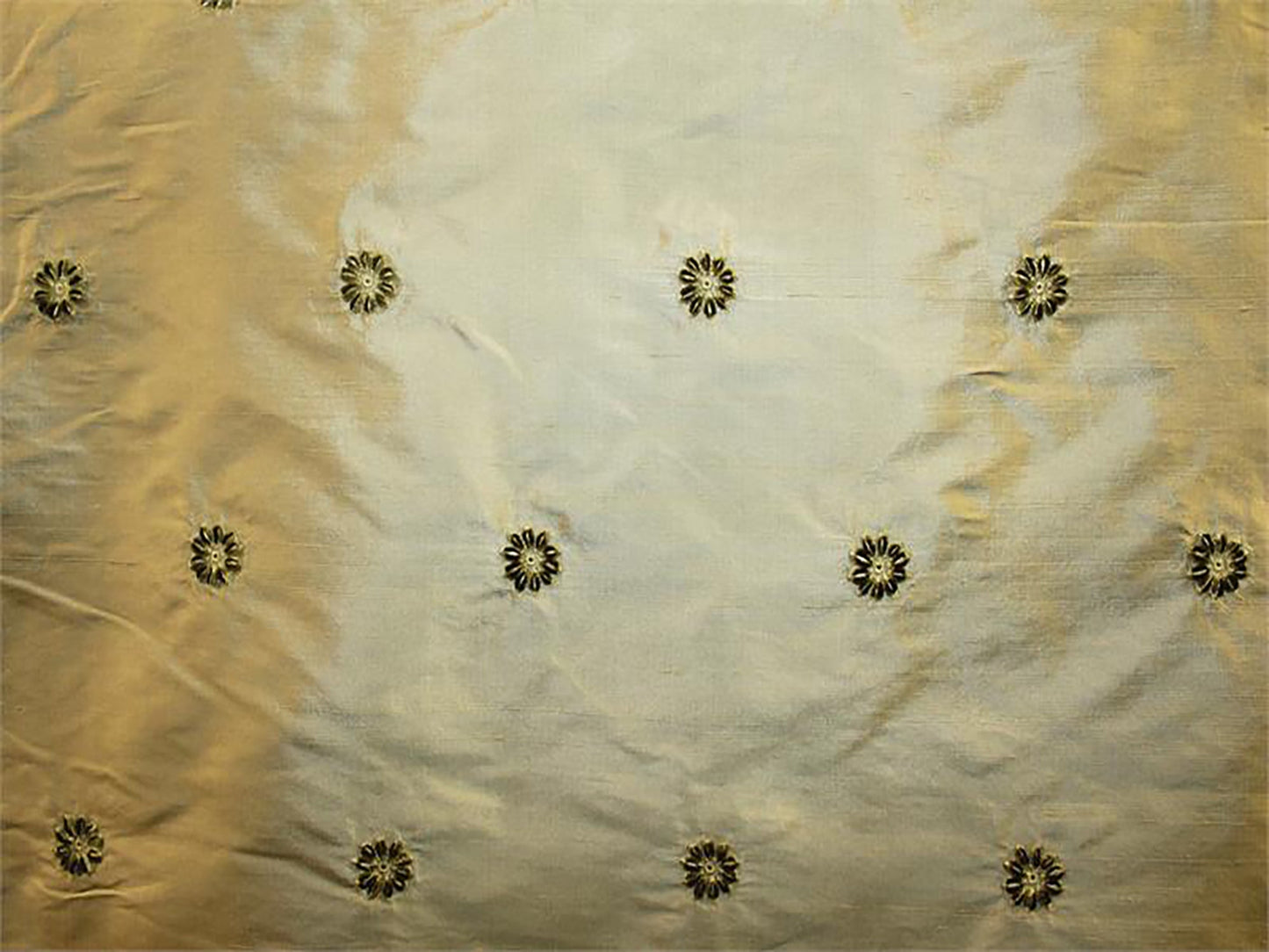 Swatch - Blossom Collection - Velvet Embroidered Silk Dupioni - Sage