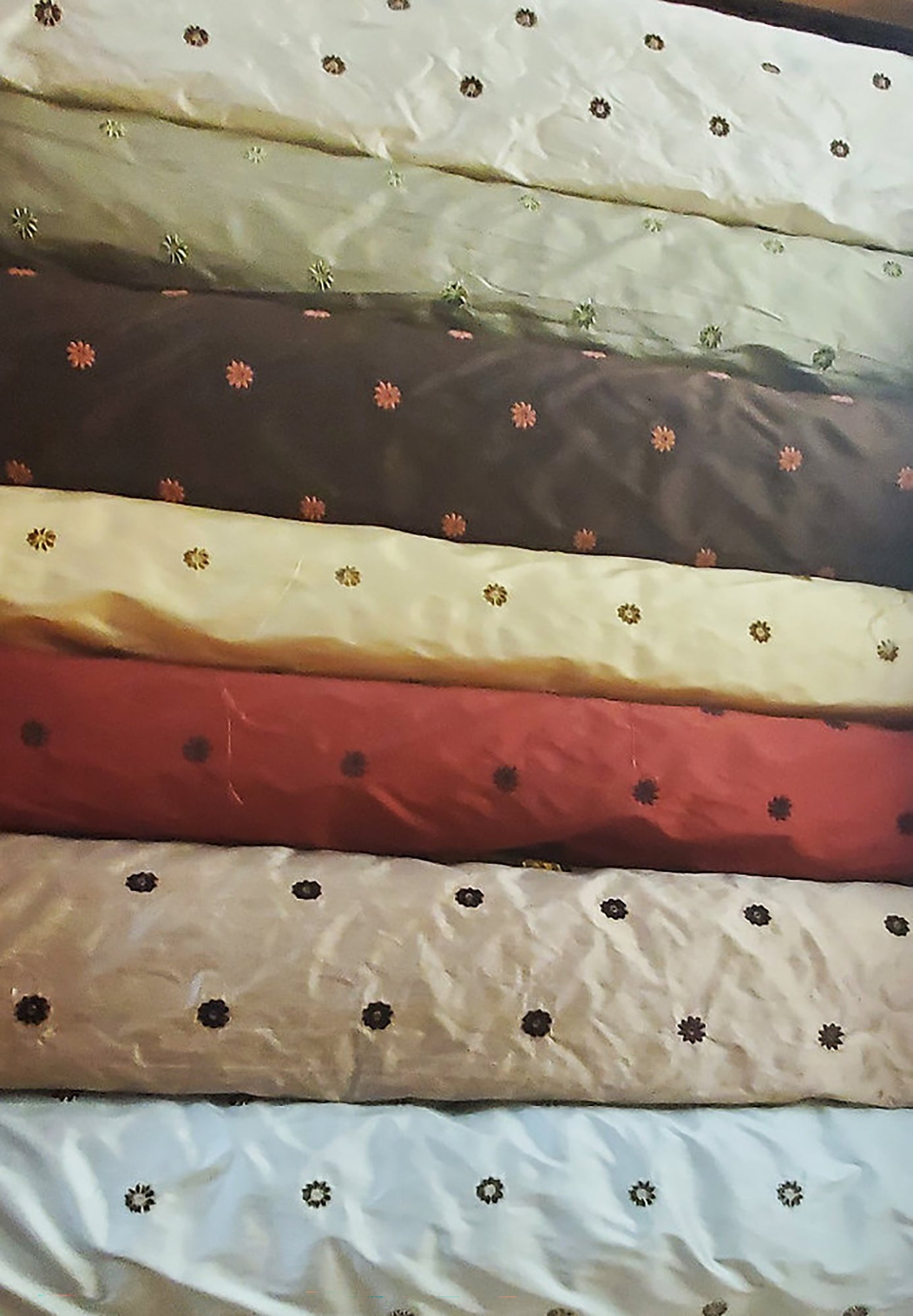 Blossom Collection - Velvet Embroidered Silk Dupioni - Champagne & Chocolate
