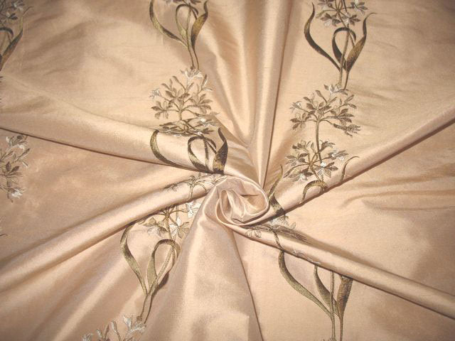 Swatch - Bouquet Collection - Embroidered Silk Dupioni - Pink