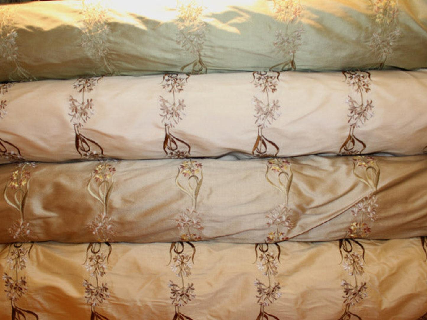 Bouquet Collection - Embroidered Silk Dupioni - Pink