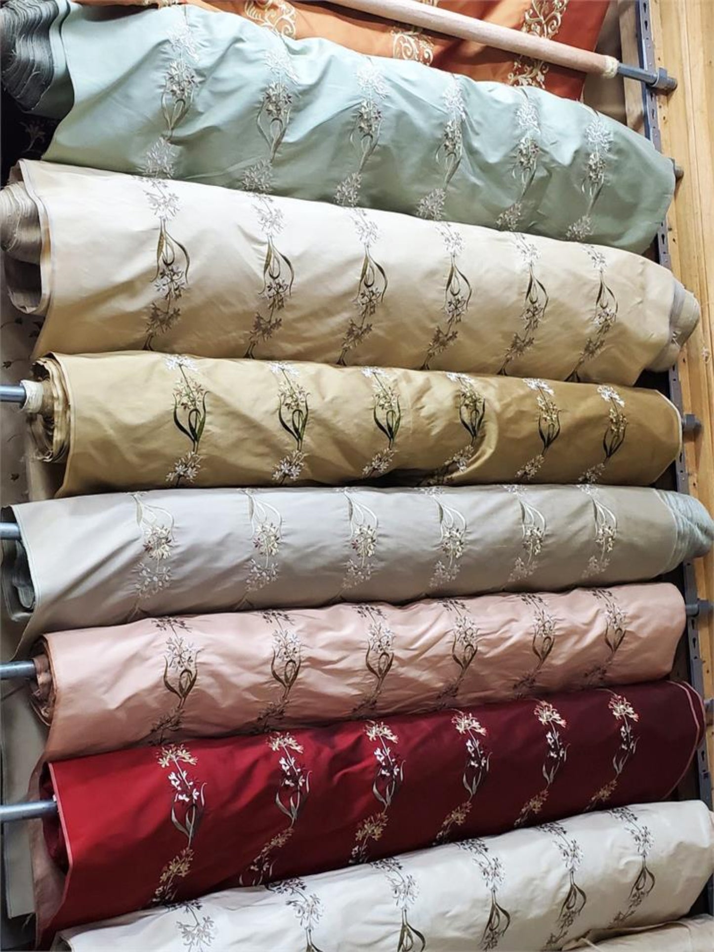 Bouquet Collection - Embroidered Silk Dupioni - Pink