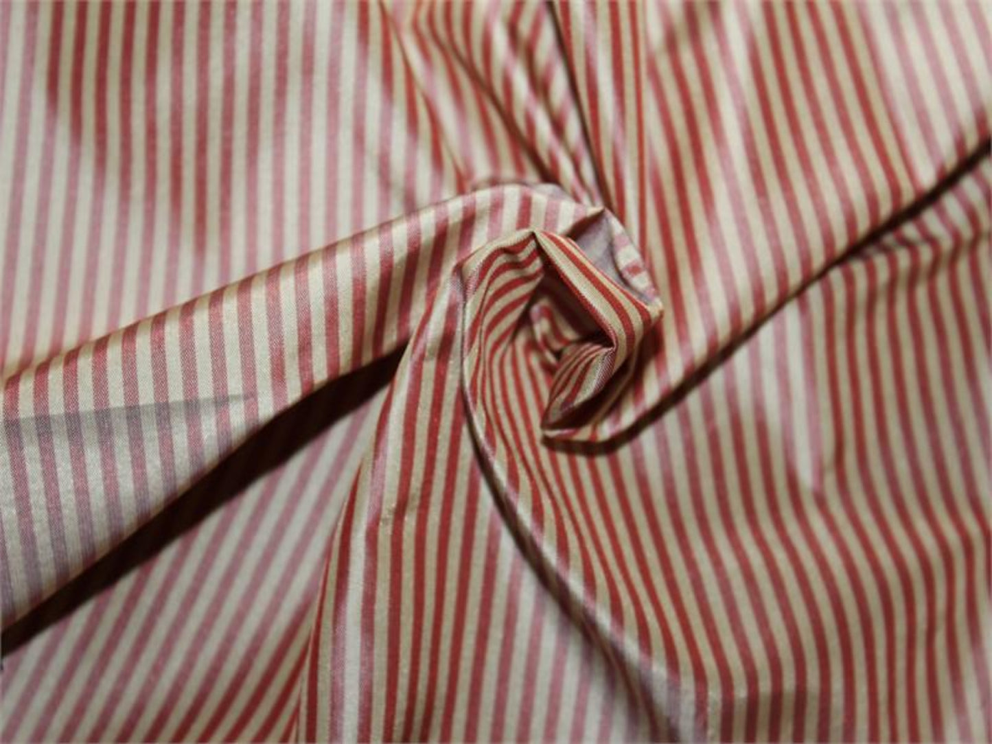 Carnival Collection - Striped Silk Taffeta - Peaches and Cream - 2 Yard Remnant