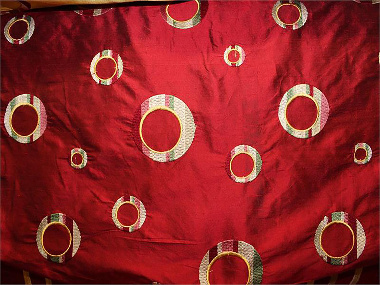 Swatch - Circulo Collection - Embroidered Silk Dupioni - Garnet