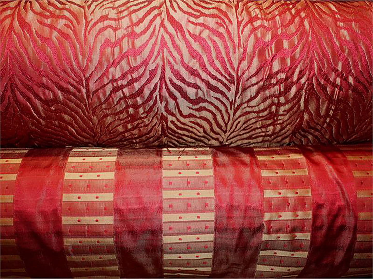 City Lights Collection - Striped Silk Brocade - Crimson Stripes
