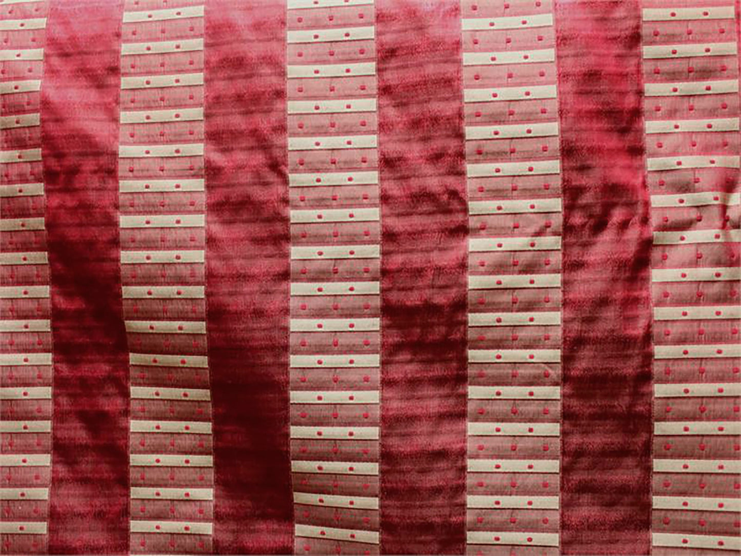 Swatch - City Lights Collection - Striped Silk Brocade -  Crimson Stripes