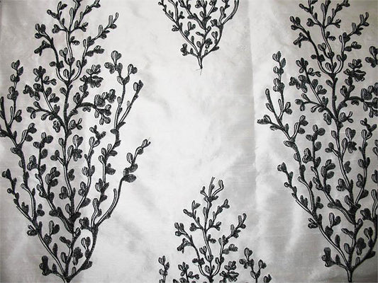 Coral Reef Collection - Embroidered Silk Dupioni - Black & White
