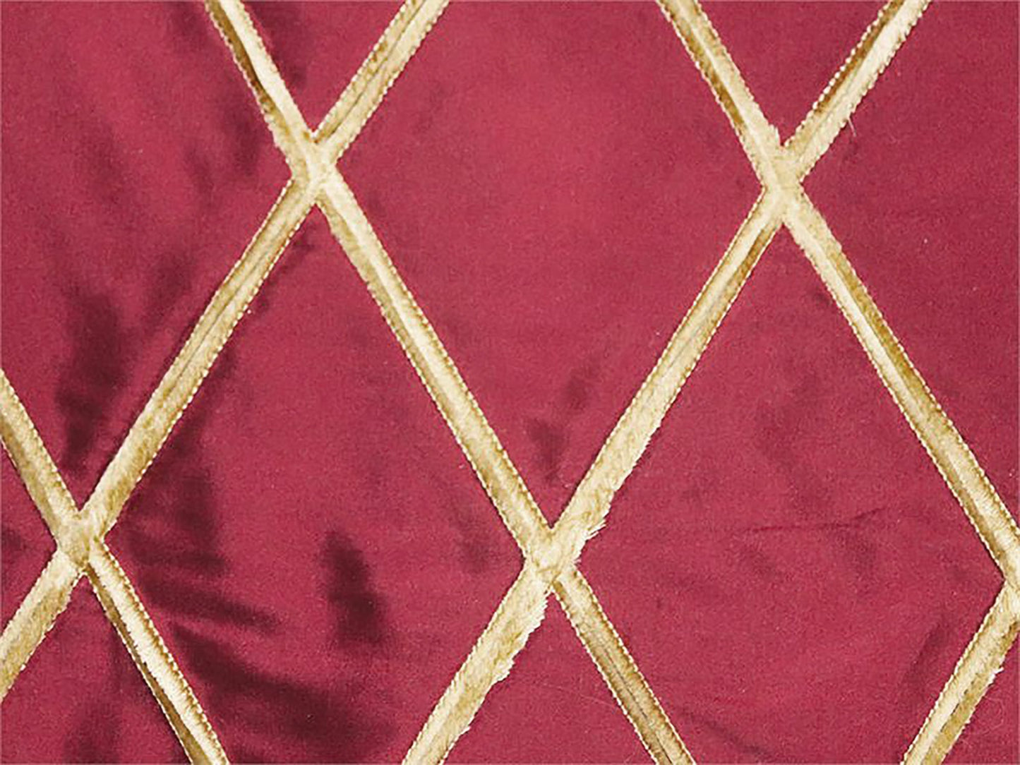 Swatch - Diamond Bar Collection - Velvet Embroidered Silk Dupioni - Garnet