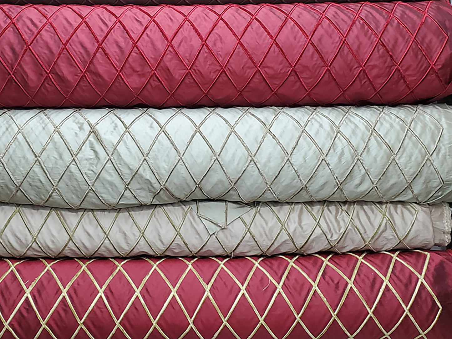 Diamond Bar Collection - Velvet Embroidered Silk Dupioni - Garnet