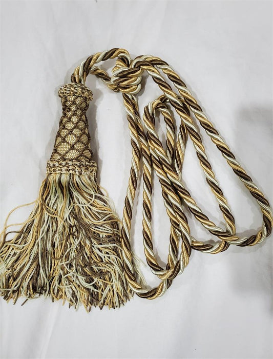 Drapery Tieback - Olive, Yellow & Ivory