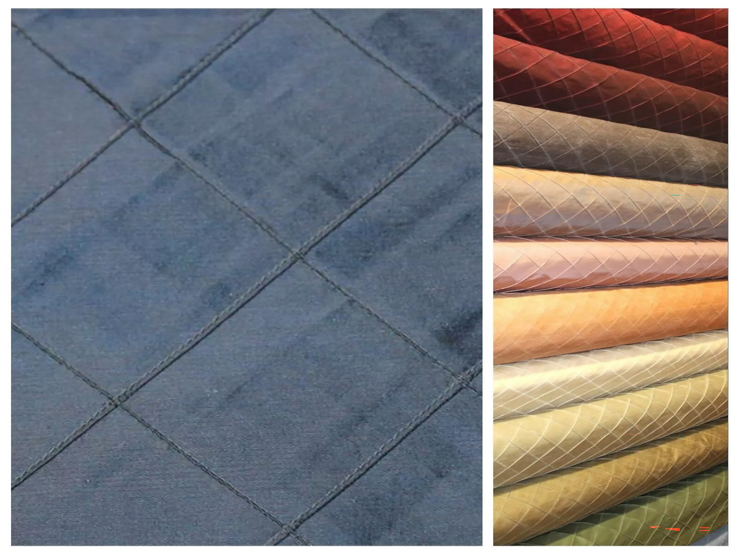 Swatch - Field of Diamonds Collection - Hand-tucked Silk Dupioni - Navy