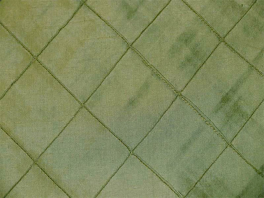 Field of Diamonds Collection - Hand-tucked Silk Dupioni - Olive