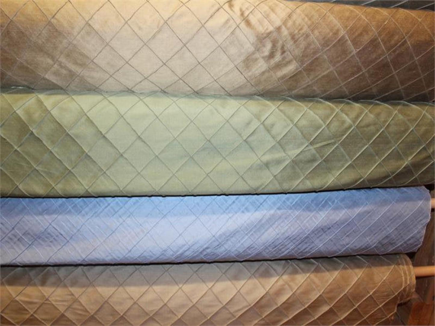 Field of Diamonds Collection - Hand-tucked Silk Dupioni - Navy