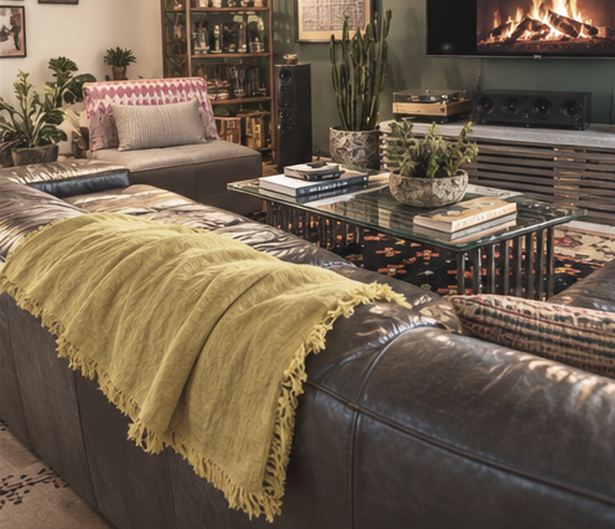 Handmade Linen Throw - Gold.