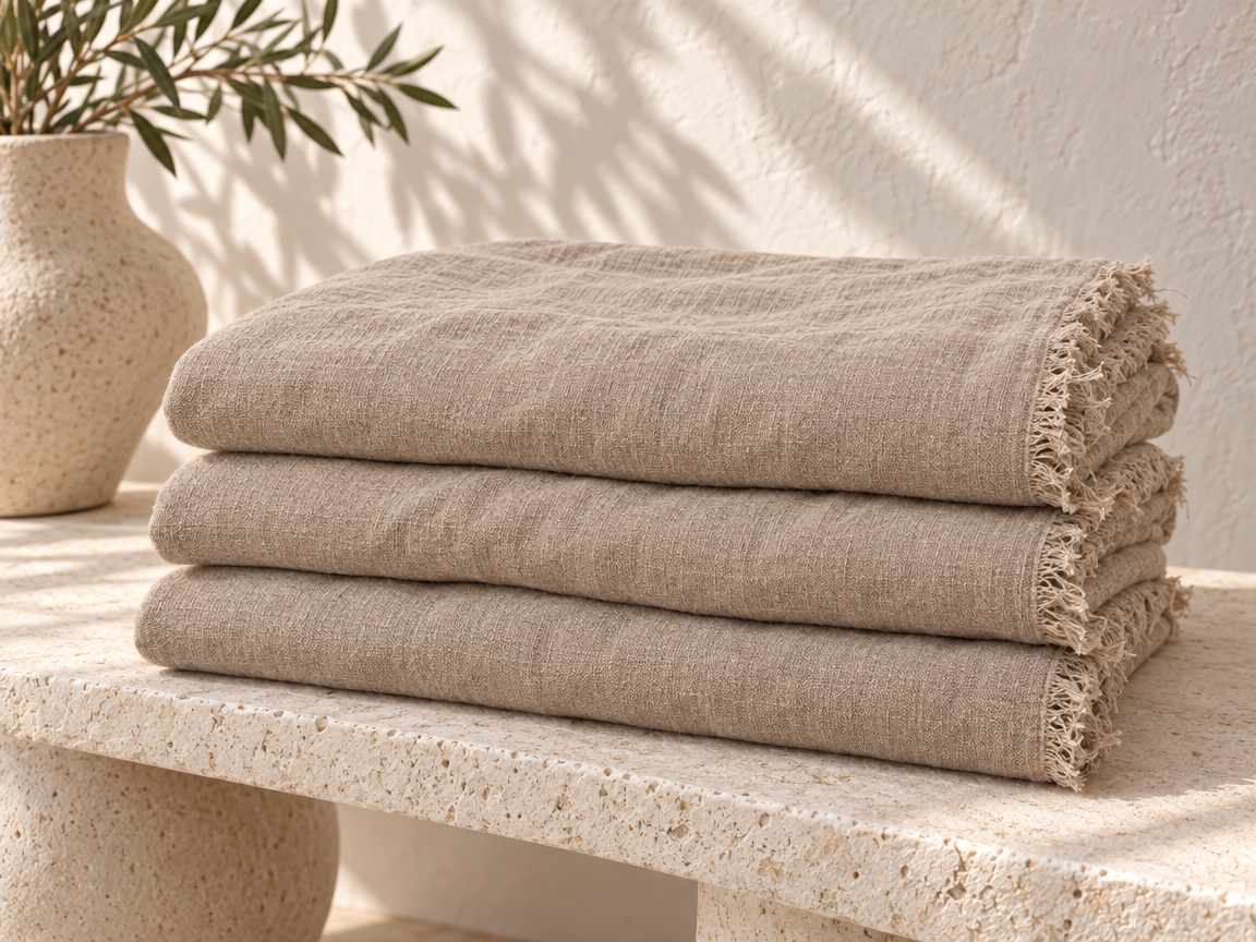 Handmade Linen Throw - Oatmeal