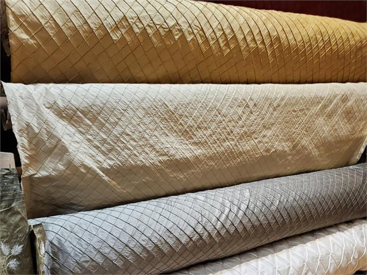 Harlequin Collection - Hand-Tucked Silk Dupioni - Cream - 3 Yard Remnant