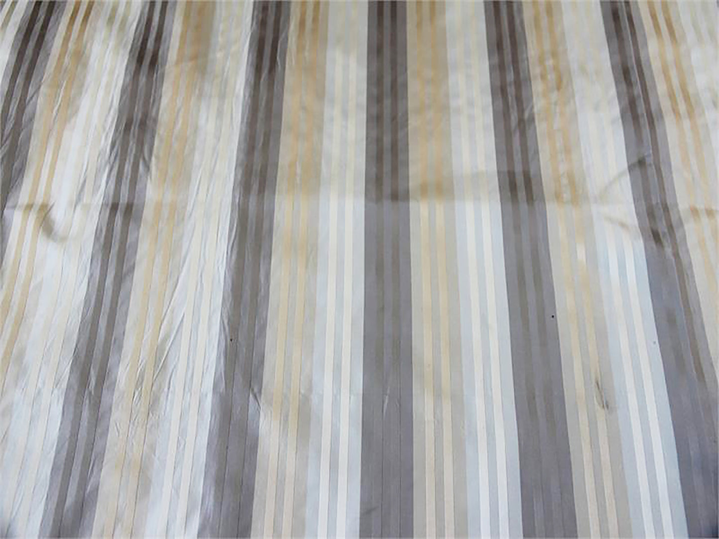 Lucia Collection - Striped Satin Silk - Taupe and Cream