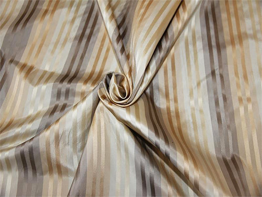 Lucia Collection - Striped Satin Silk - Taupe and Cream