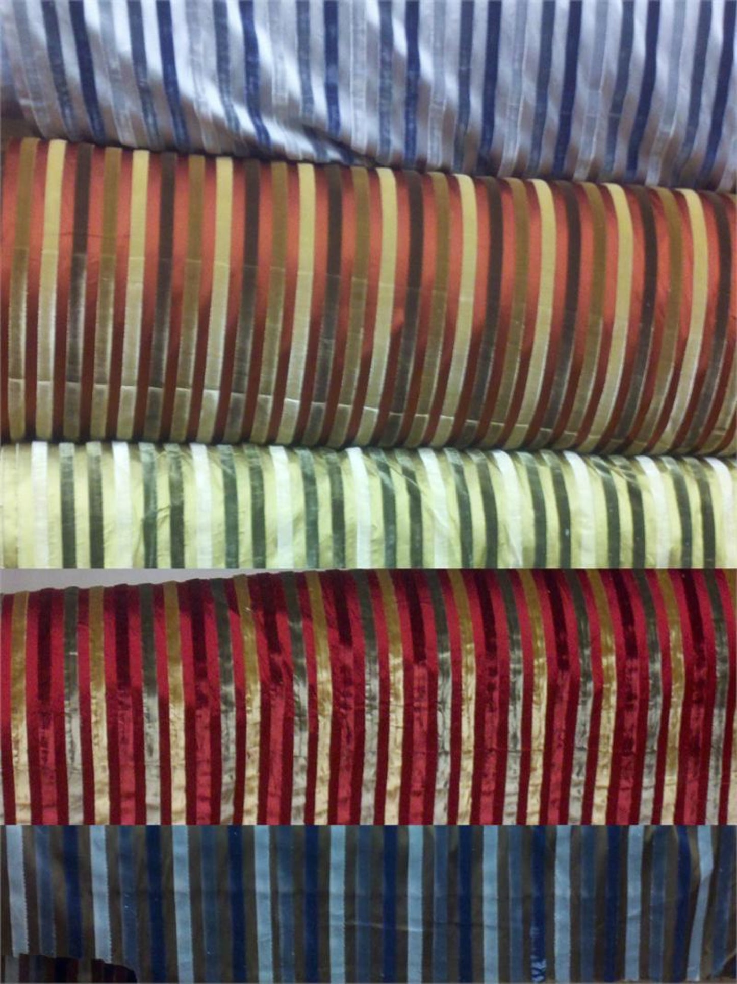 Swatch - Malmore Collection - Velvet Striped Silk Taffeta - Chocolate & Blue
