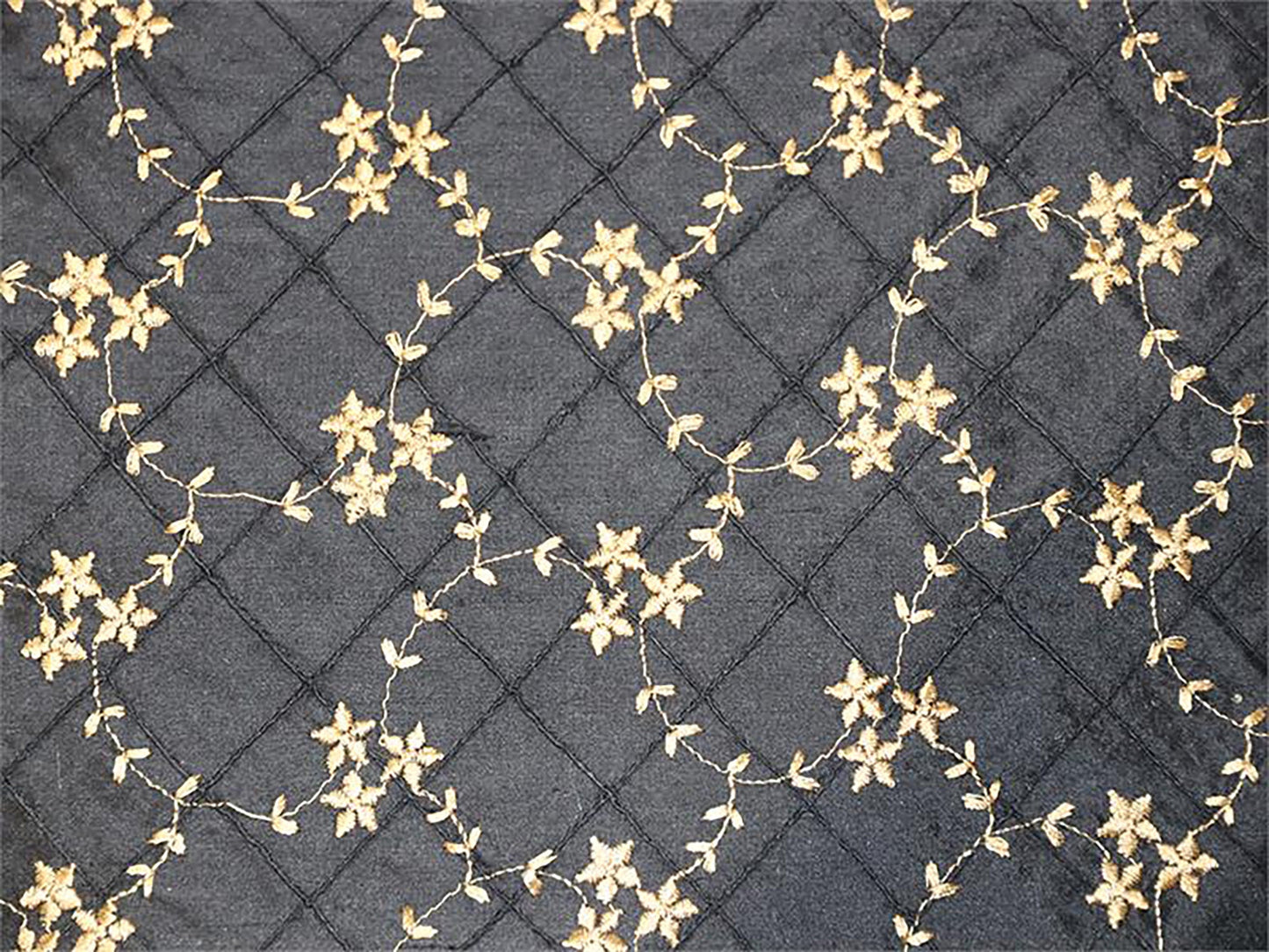 Swatch - Morningside Collection - Hand-Tucked Silk Dupioni - Black