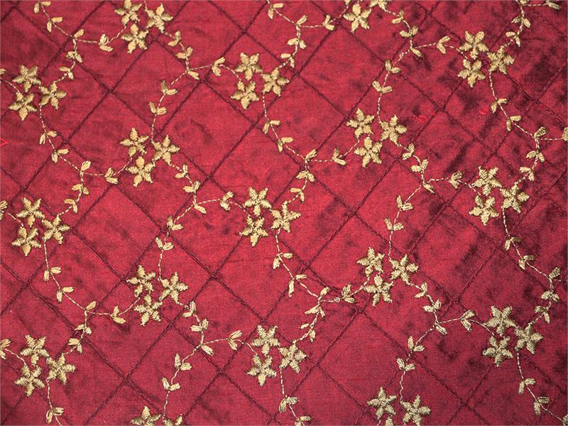 Swatch - Morningside Collection - Hand-Tucked Silk Dupioni - Garnet