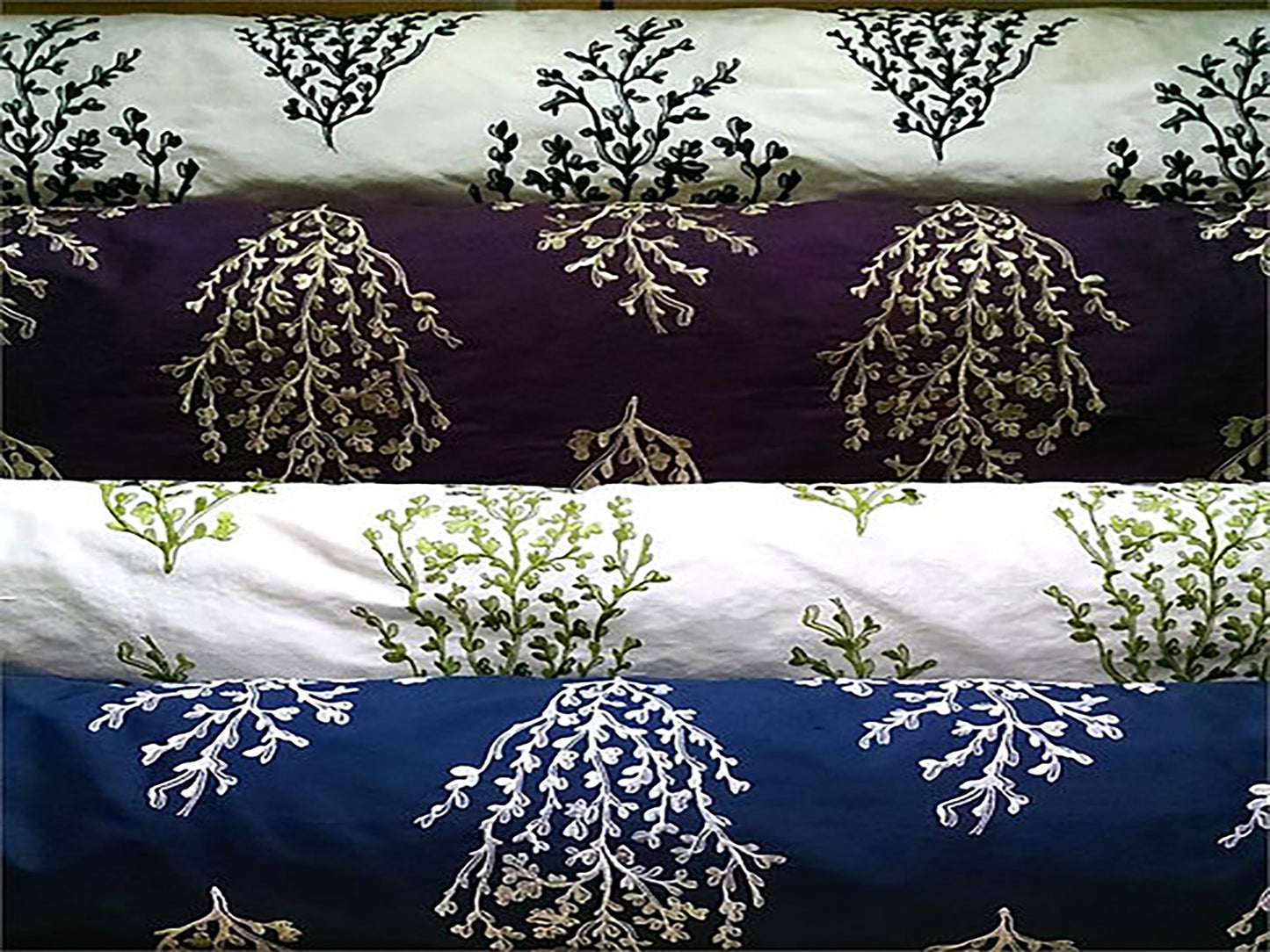 Coral Reef Collection - Embroidered Silk Dupioni - Black & White