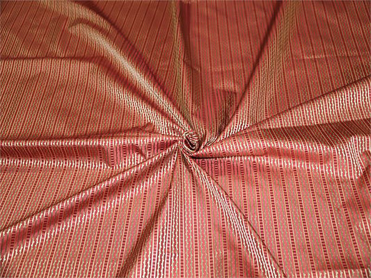 Paseo Collection - Woven Striped Silk Taffeta - Crimson