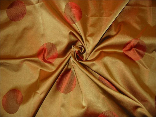 Polka Dots Collection - Satin Silk - Burnt Orange and Gold - Reversible