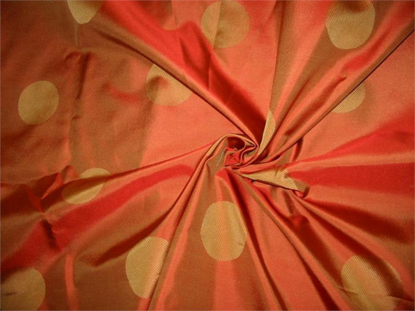 Polka Dots Collection - Satin Silk - Burnt Orange and Gold - Reversible