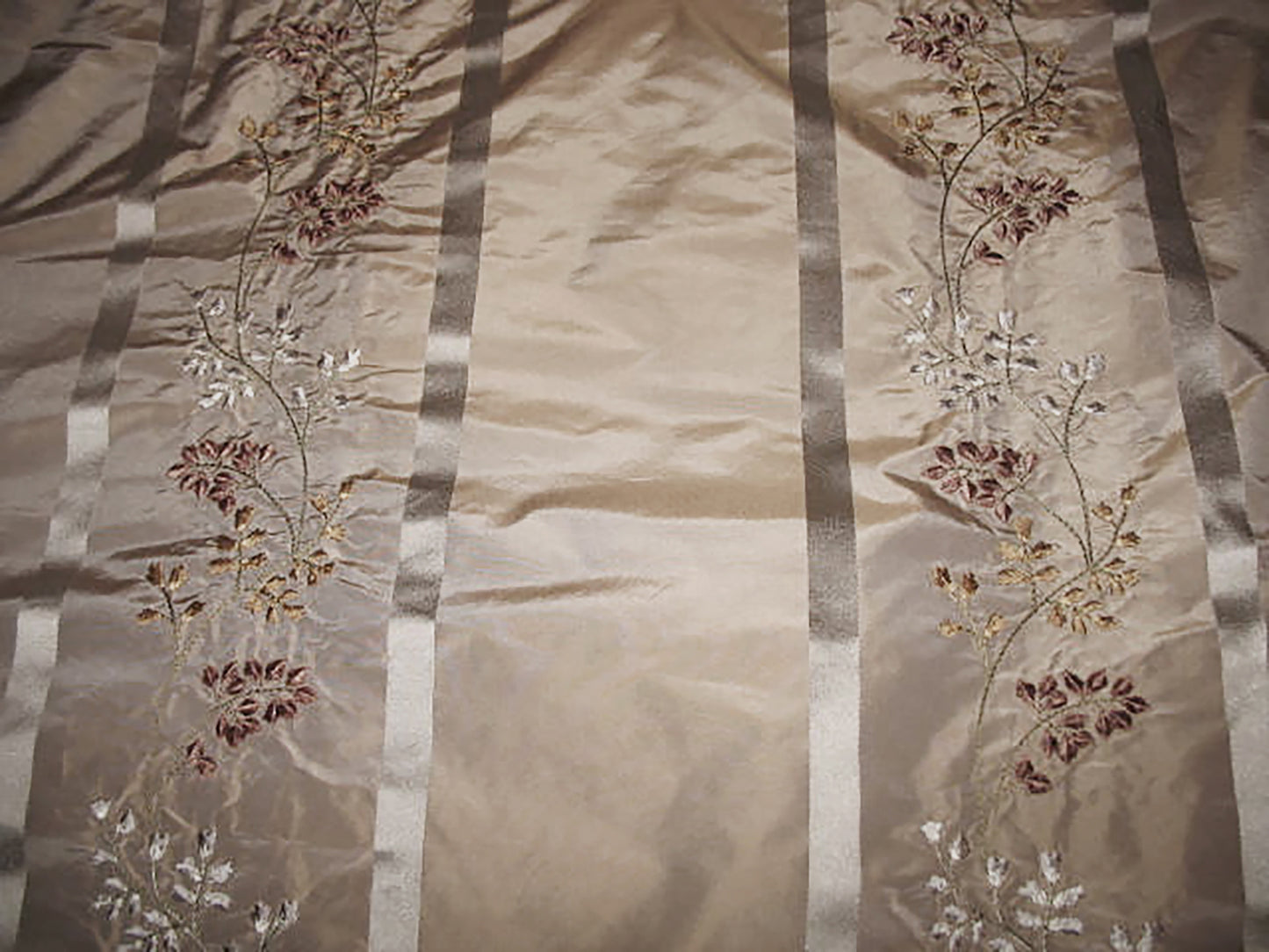 Rose of Tralee Collection Velvet Embroidered Silk Taffeta - Pewter