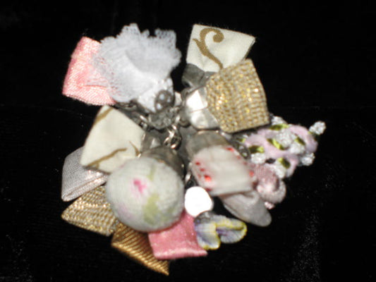 Silk Charm Ring - White, Pink Gold and Sage