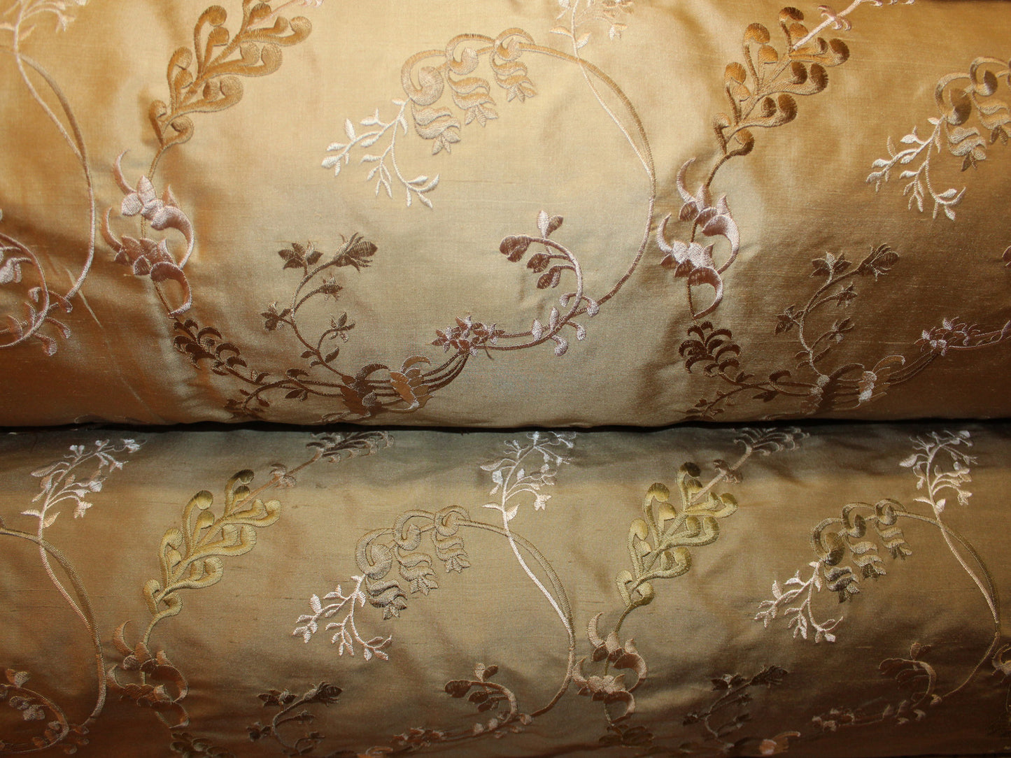 Sonata Collection - Embroidered Silk Dupioni - Gold - 4 Yard Remnant