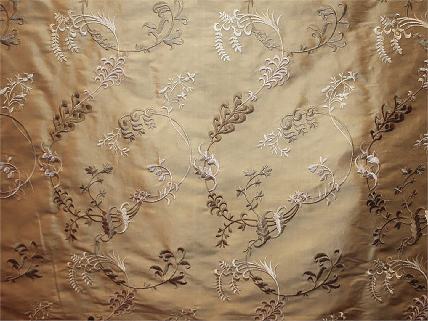 Swatch - Sonata Collection - Embroidered Silk Dupioni - Gold