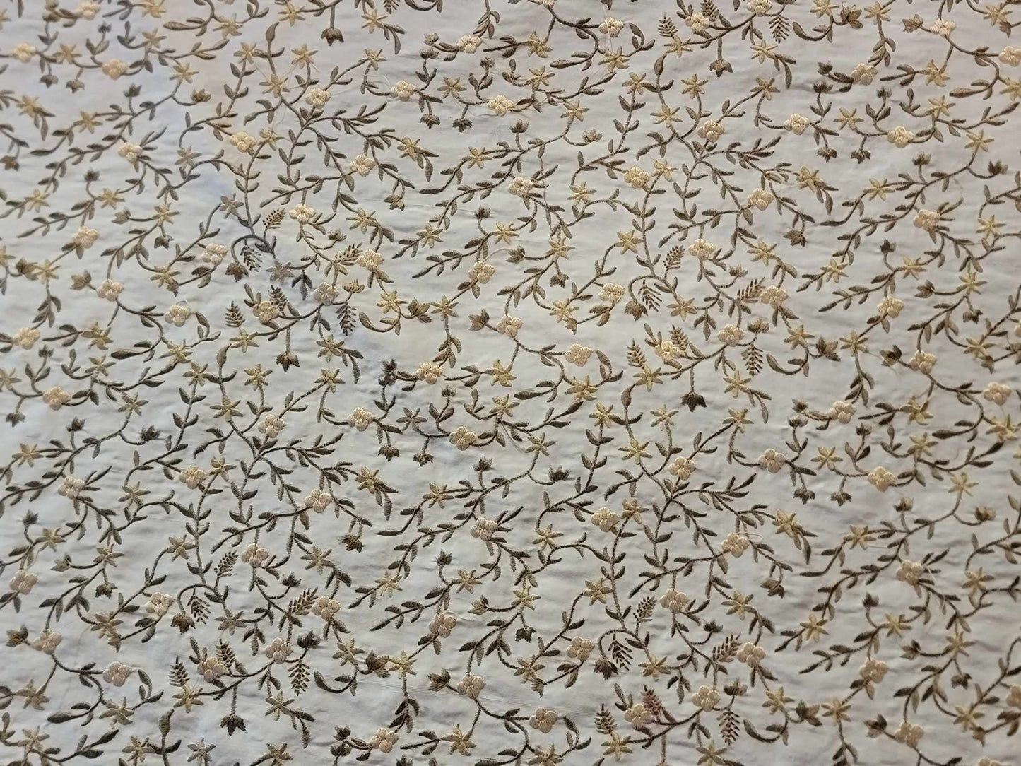 Swatch - Starfish Garden Collection - Embroidered Silk Dupioni - Cream