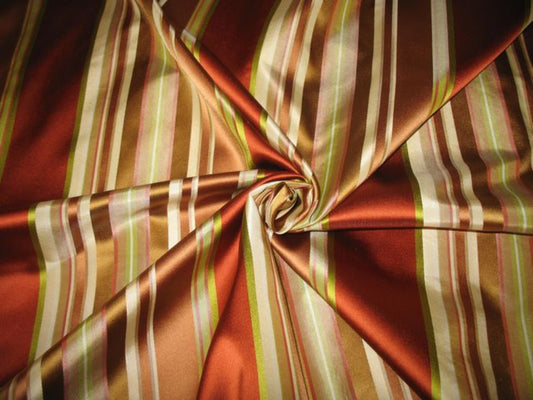 Tabitha Collection - Striped Satin Silk - Rust and Lime