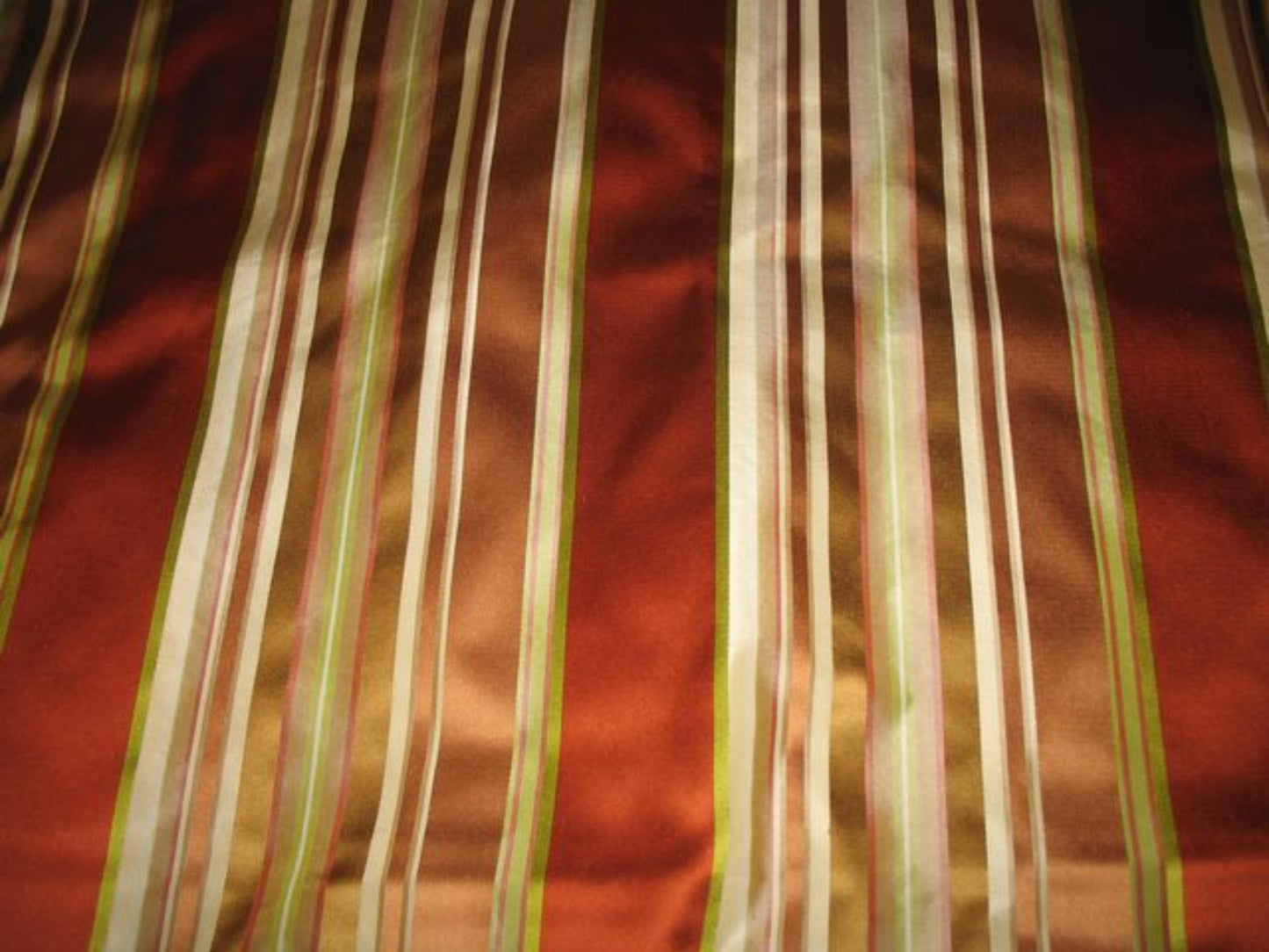 Tabitha Collection - Striped Satin Silk - Rust and Lime
