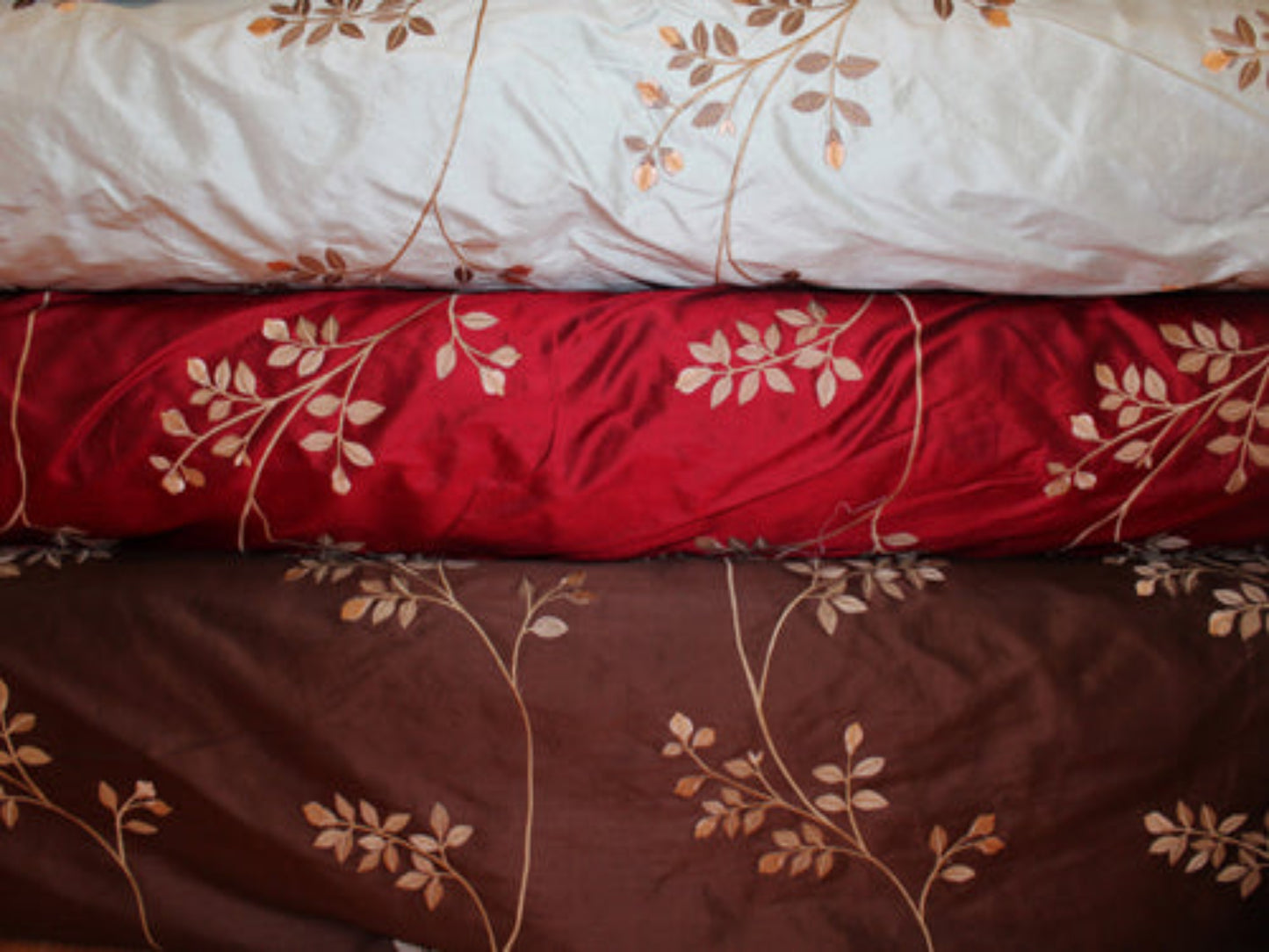 The Bough Collection - Embroidered Silk Dupioni - Chocolate