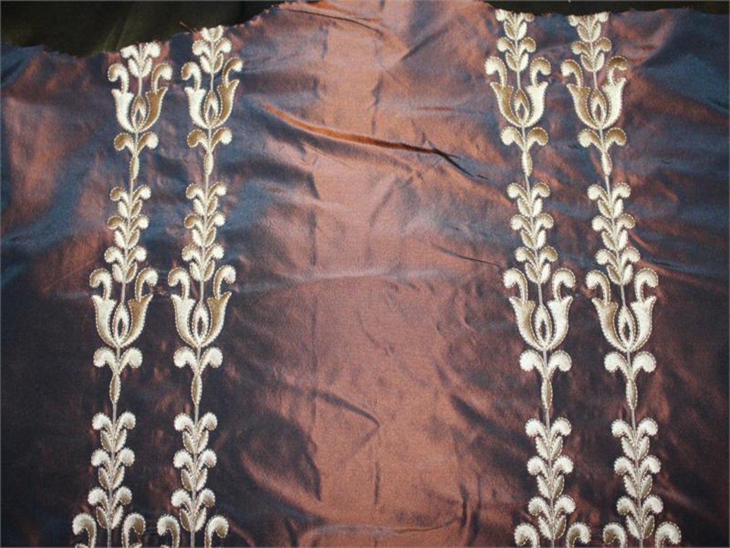 Swatch - The Irons - Embroidered Silk Taffeta - Chocolate