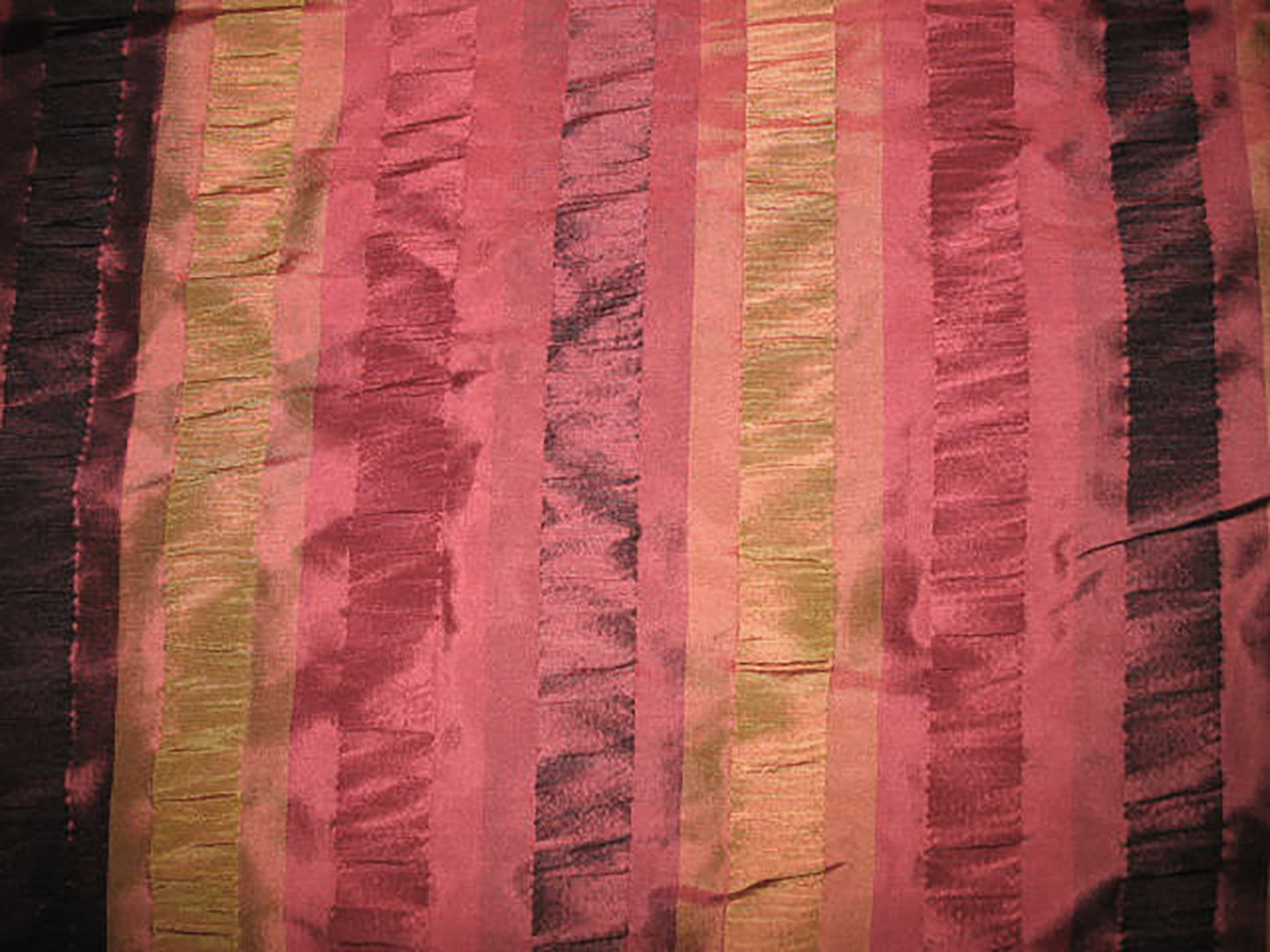 Twinkle Crinkle Collection - Striped Silk Dupioni - Merlot & Copper Gold