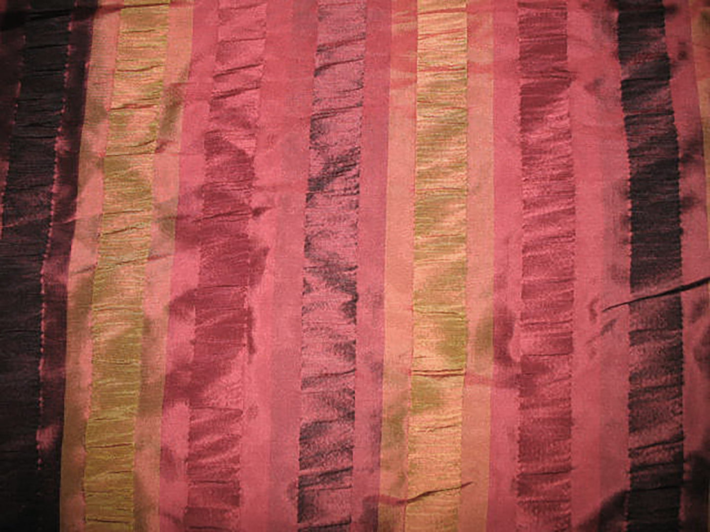 Swatch - Twinkle Crinkle Collection - Striped Silk Dupioni - Merlot & Copper Gold