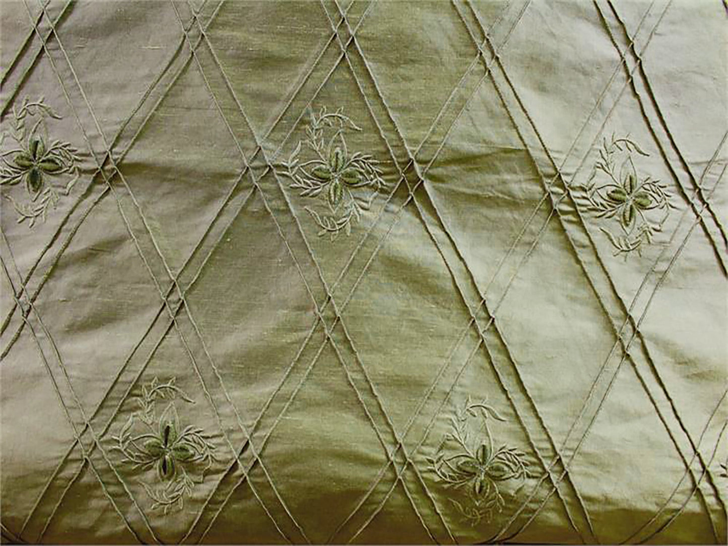 Swatch - Velvet Cut Diamond Collection - Velvet Embroidered Silk Dupioni -Sage