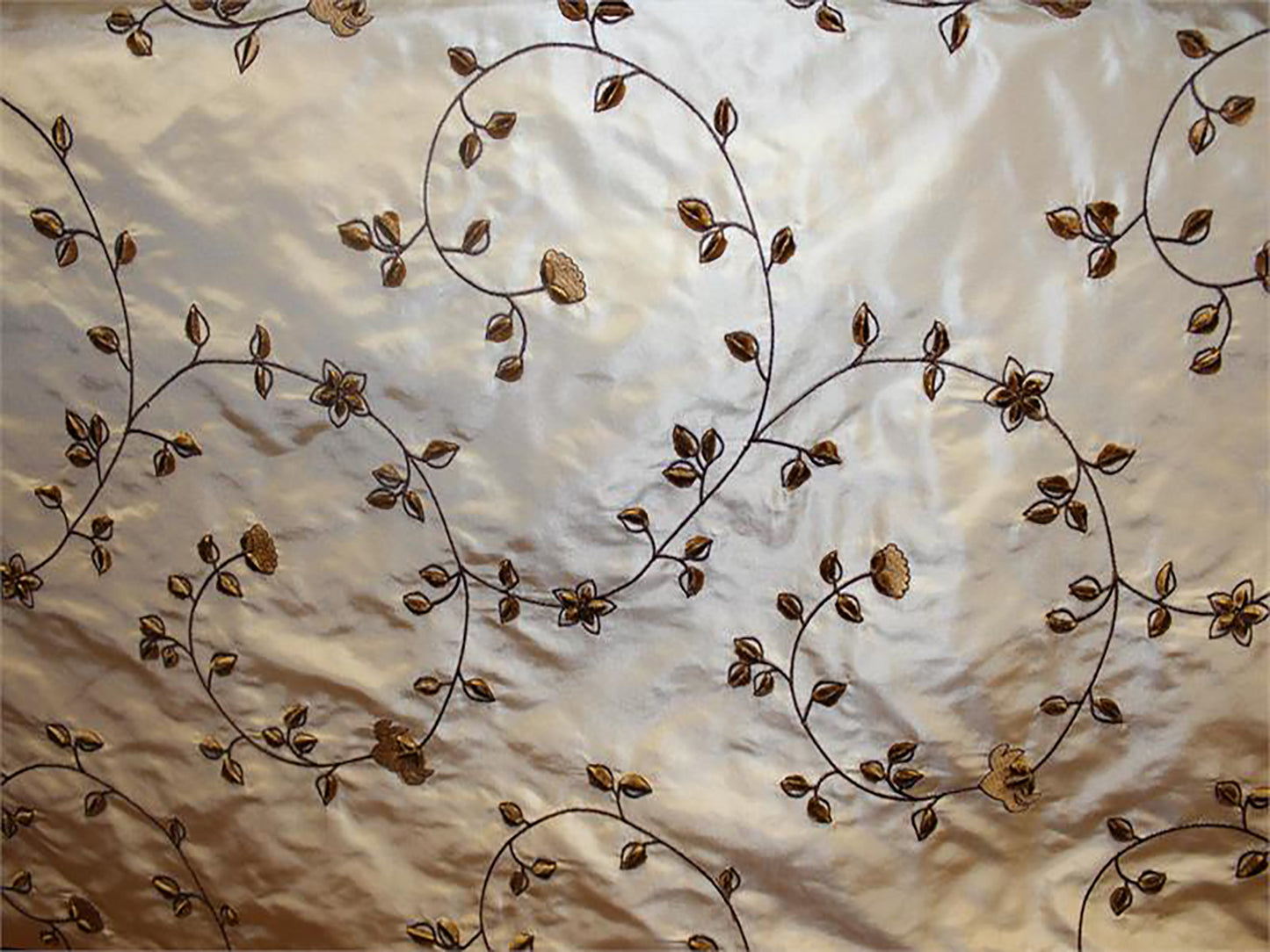 Swatch - Vineland Collection - Velvet Embroidered Silk Taffeta - Goldenrod