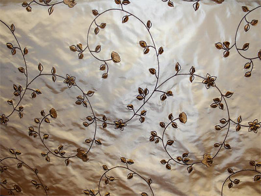 Vineland Collection - Velvet Embroidered Silk Taffeta - Goldenrod