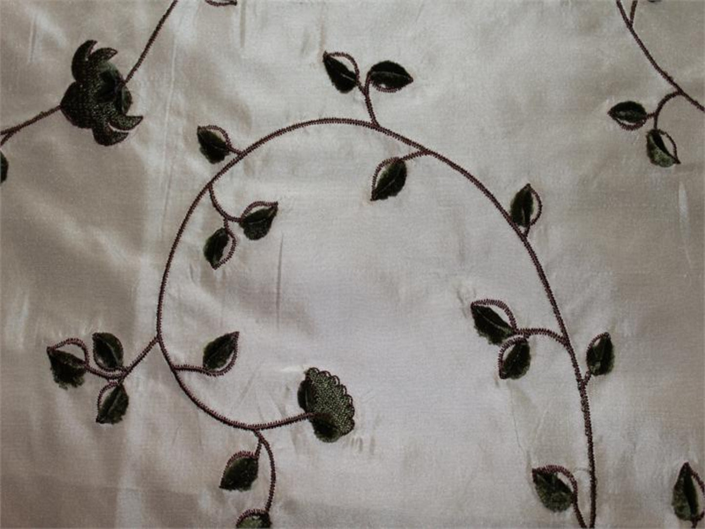 Vineland - Embroidered Silk Taffeta - Forest - 3.5 Yard Remnant