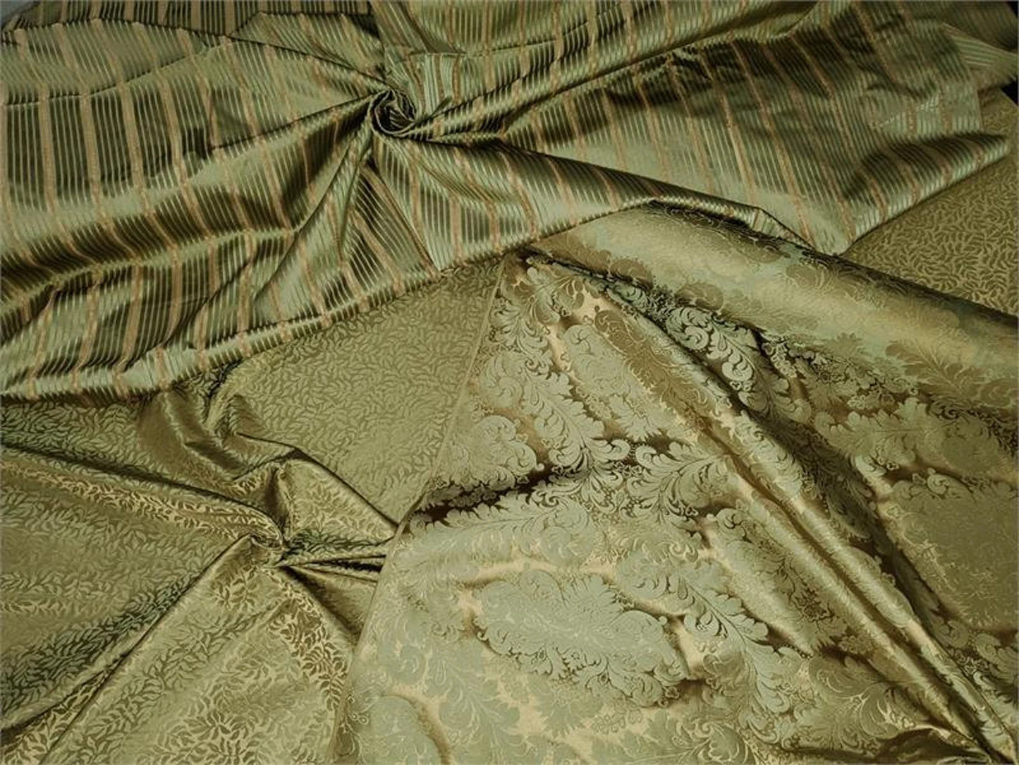 Vivaldi Collection - Silk Brocade - Sage and Gold